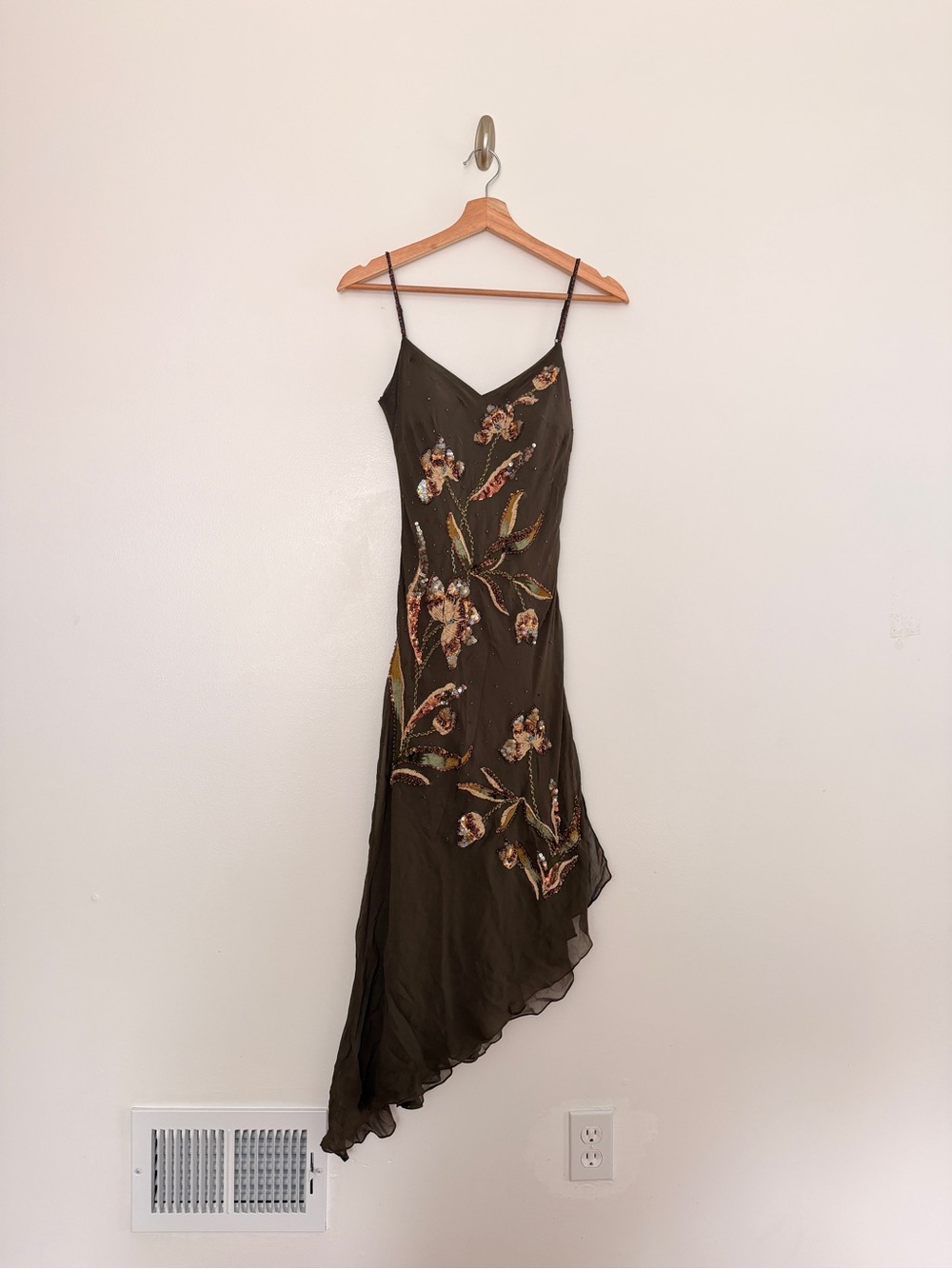 Sue Wong Nocturne VGT 100% Silk Embellished Floral Asymmetrical Midi Dress 6 - Picture 2 of 11